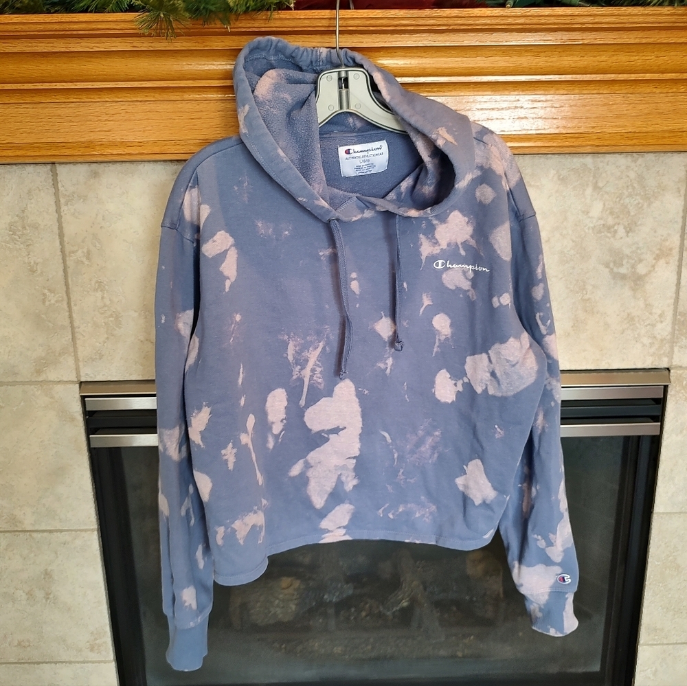Champion Large Tie-Dye Cropped Hoodie Sweatshirt! - Picture 1 of 7